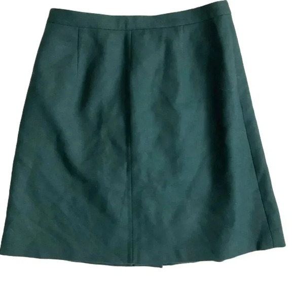J.Jill Green Wool Button Front Pleated Retro A-Line Skirt Size 12 - Picture 5 of 7